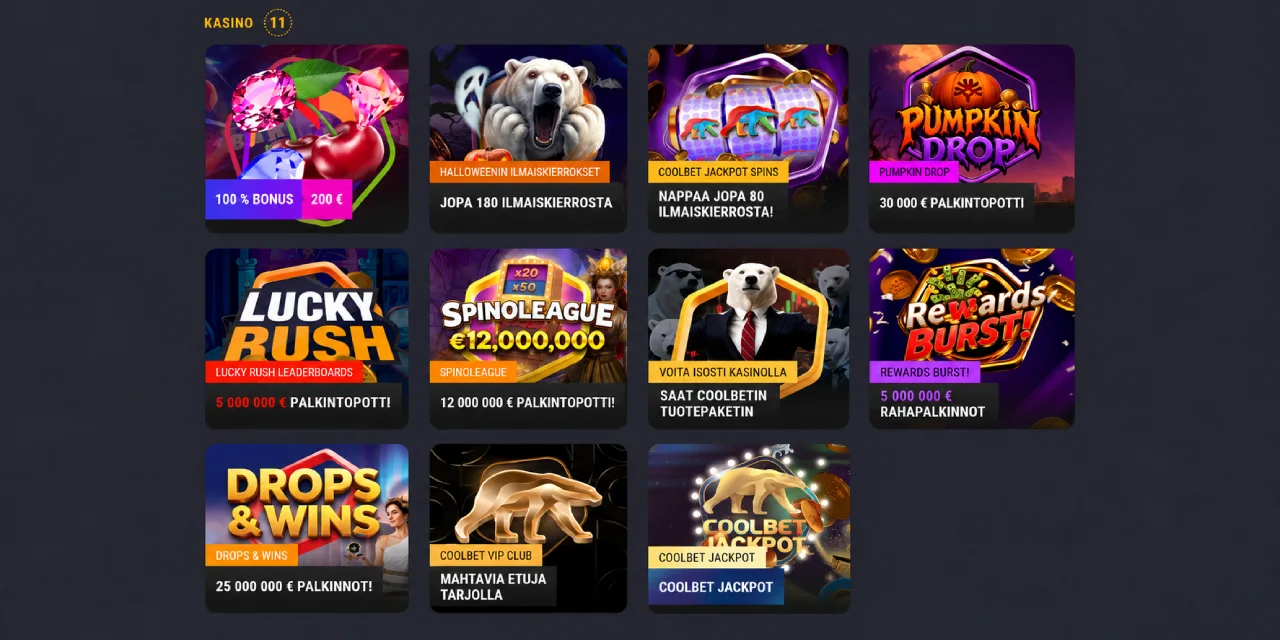 Coolbet Kasino bonukset ilmaiskierrokset jackpot ja kampanjat Suomi