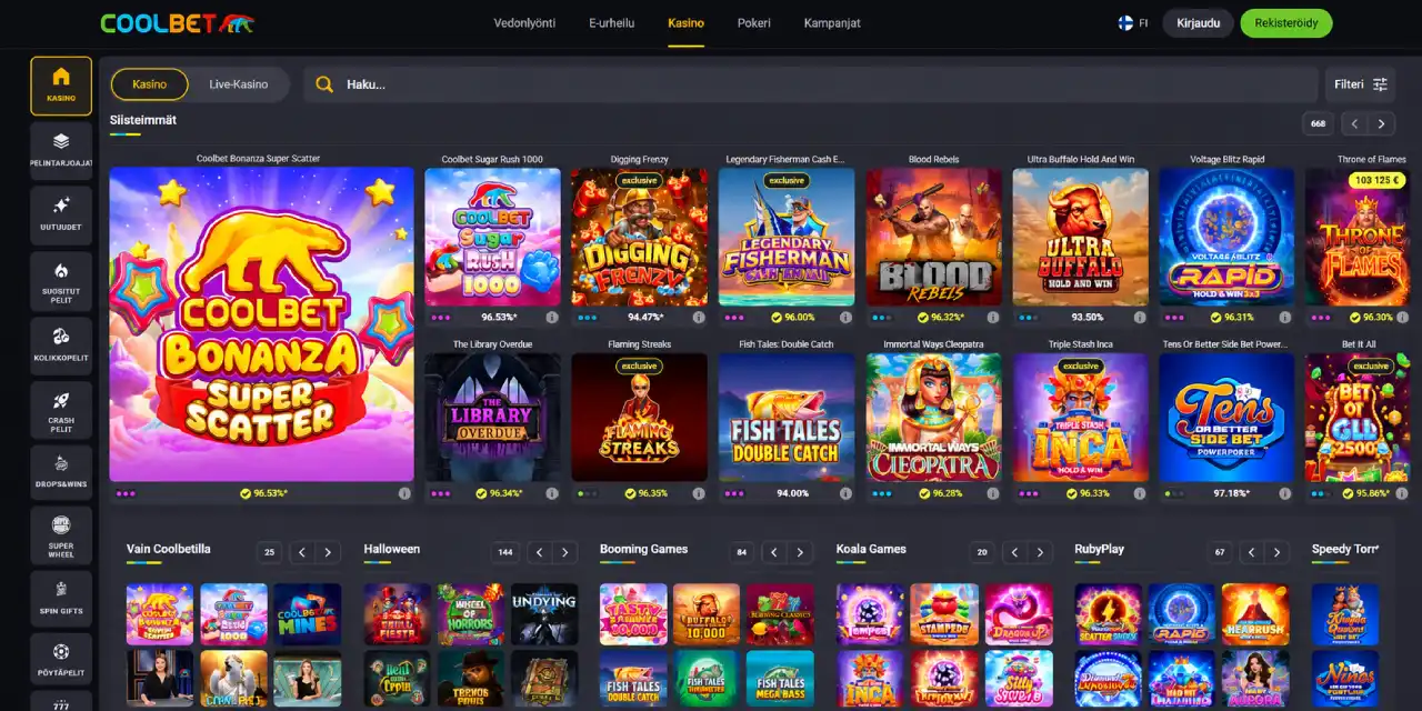 Coolbet Kasino kolikkopelit peliautomaatit Coolbet Bonanza Super Scatter Suomi